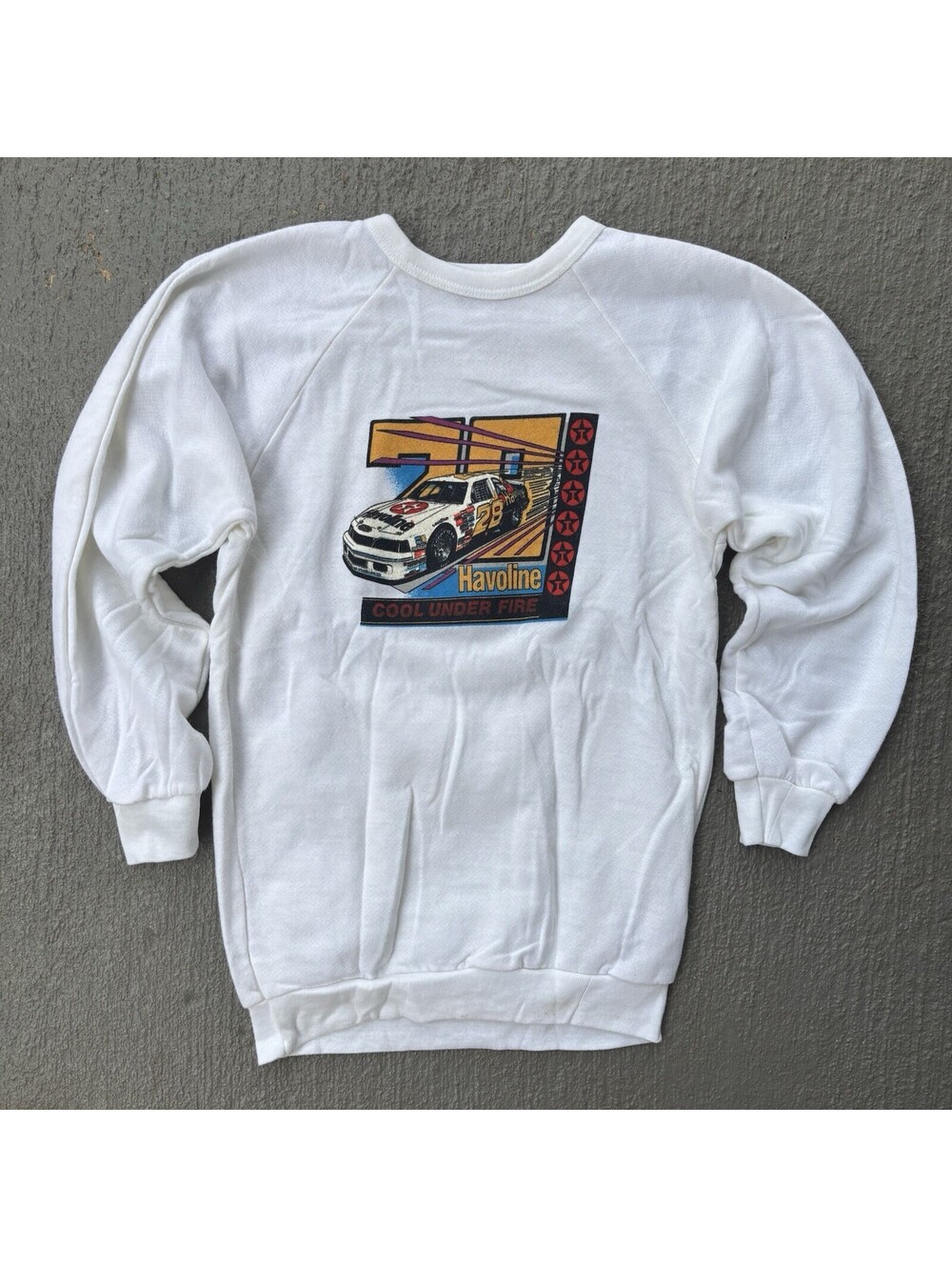 Vintage 80s Davey Allison NASCAR Havoline Crewneck YOUTH Medium- Large NWOT